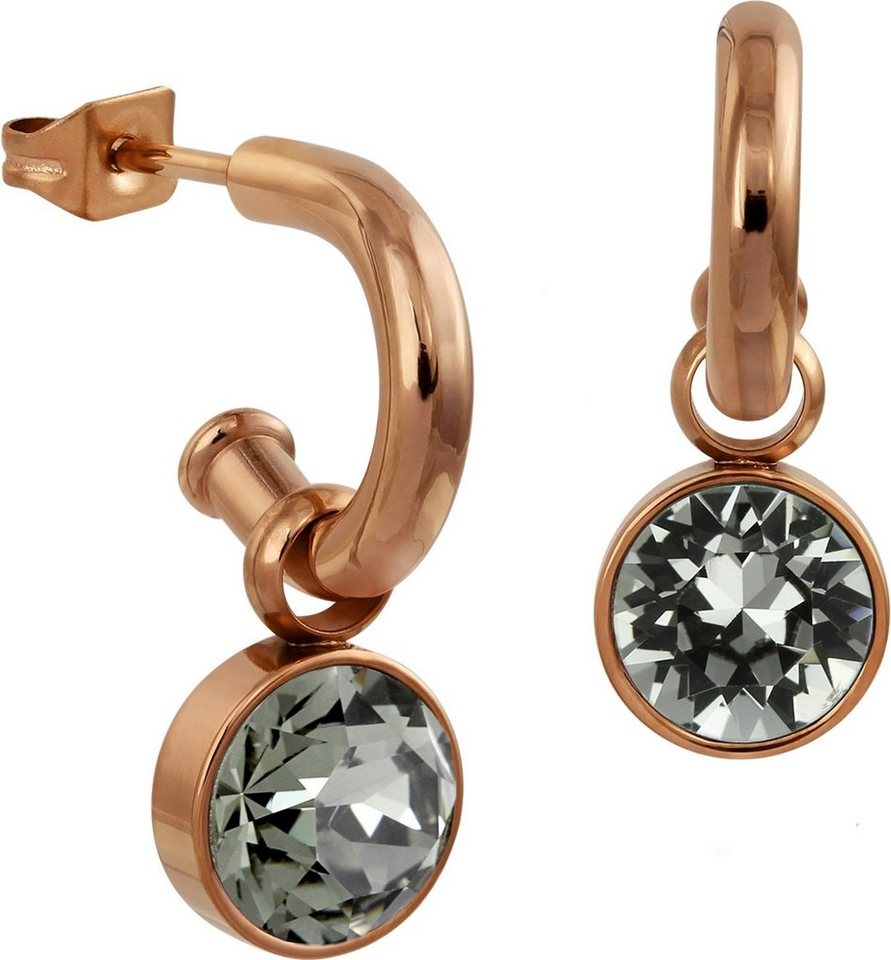 Amello Paar Ohrhänger Amello Ohrringe Edelstahl Ohrhänger grau (Ohrhänger), Damen Ohrhänger aus Edelstahl, vergoldet (Roségold 333) rosegold, grau von Amello