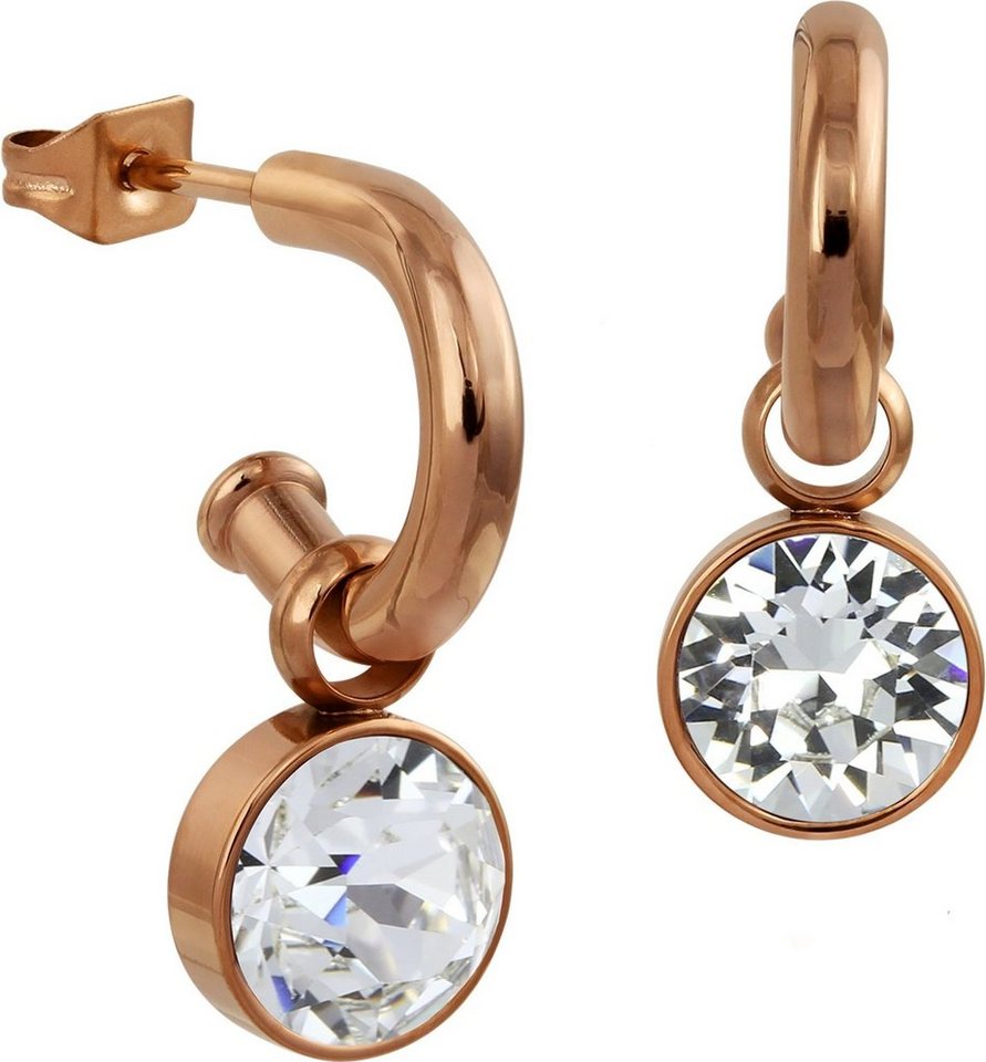 Amello Paar Ohrhänger Amello Ohrringe Edelstahl Ohrhänger weiß (Ohrhänger), Damen Ohrhänger aus Edelstahl vergoldet (Roségold 333), rosegold, weiß von Amello