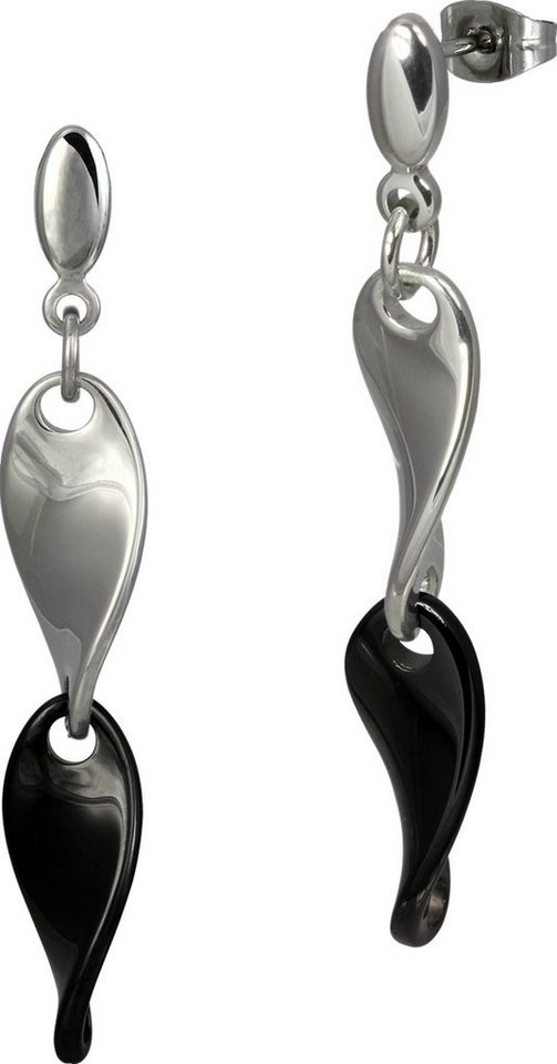 Amello Paar Ohrhänger Amello Ohrringe Edelstahl Keramik (Ohrhänger), Damen Ohrhänger Welle Edelstahl (Stainless Steel), in silberfarben, sc von Amello