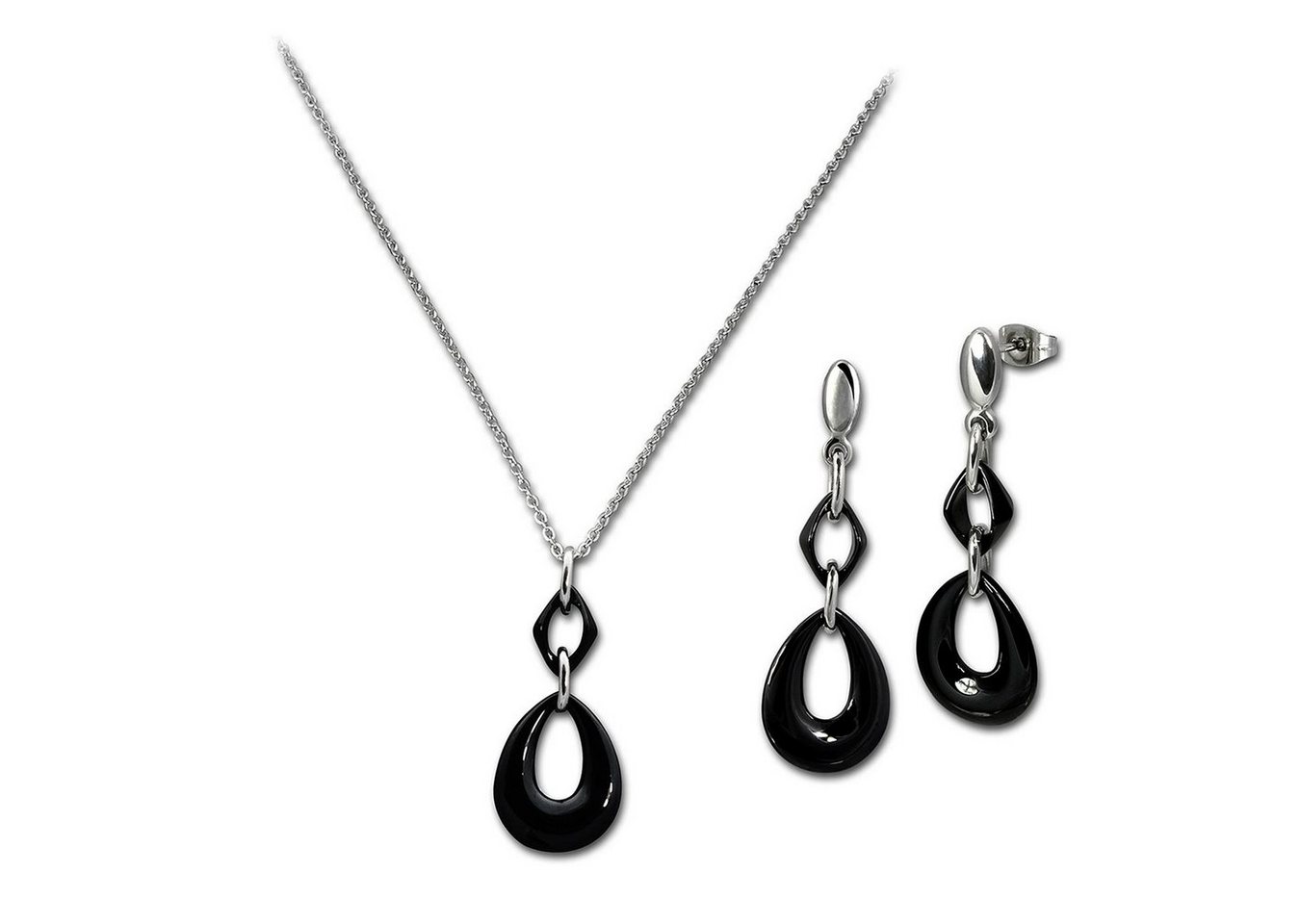 Amello Schmuckset Amello Edelstahlschmuckset Keramik Tropfen (Schmuckset, 2-tlg., Schmucksets), Damen Schmucksets, Edelstahl (Stainless Steel), Farbe: silberfarben, s von Amello