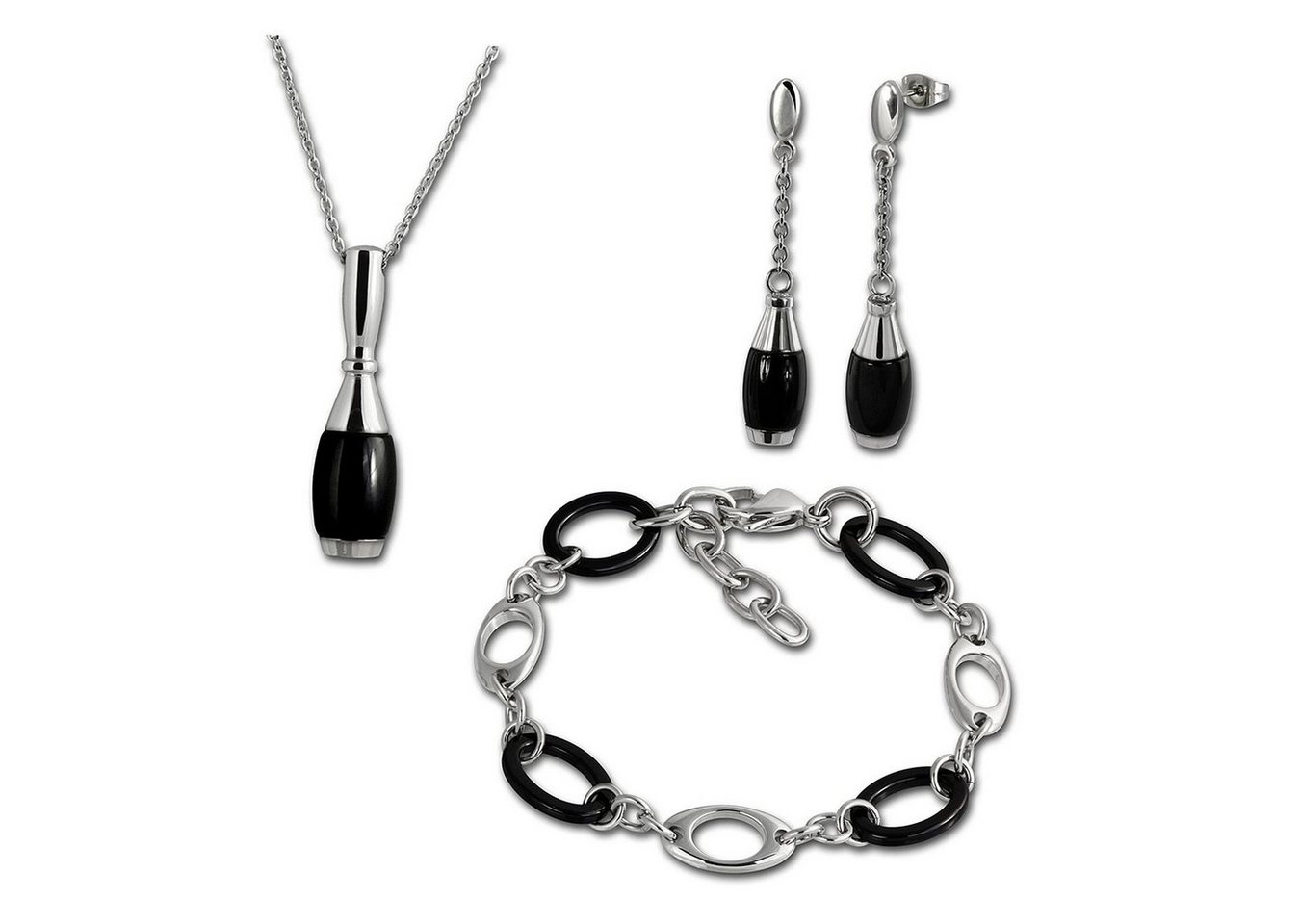 Amello Schmuckset Amello Edelstahlschmuckset Kegel Keramik (Schmuckset, 3-tlg., Schmucksets), Damen Schmucksets, Edelstahl (Stainless Steel), Farbe: silberfarben, s von Amello