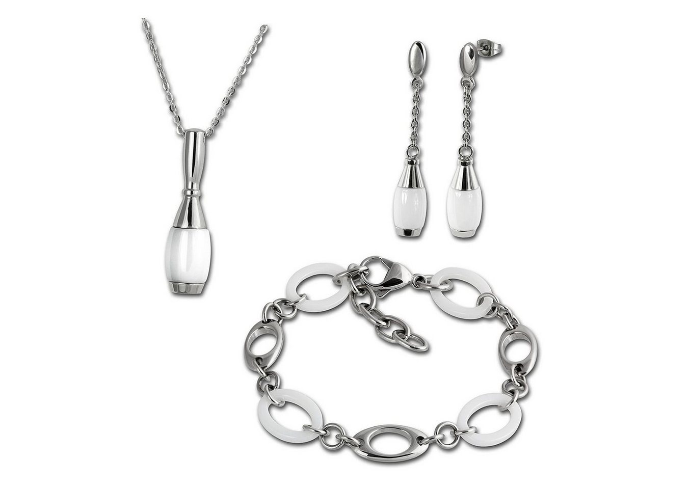 Amello Schmuckset Amello Edelstahlschmuckset Kegel Keramik (Schmuckset, 3-tlg., Schmucksets), Damen Schmucksets, Edelstahl (Stainless Steel), Farbe: silberfarben, w von Amello