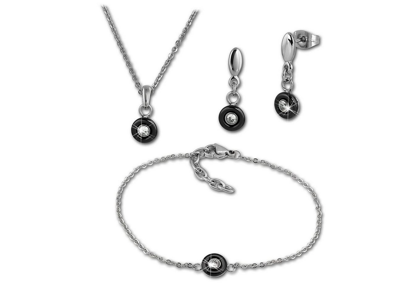 Amello Schmuckset Amello Edelstahlschmuckset Keramik (Schmuckset, 3-tlg., Schmucksets), Damen Schmucksets, Edelstahl (Stainless Steel), Farbe: silberfarben, s von Amello