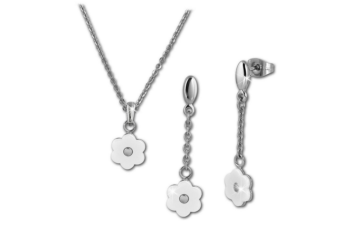 Amello Schmuckset Amello Edelstahlschmuckset Keramik (Schmuckset, 2-tlg., Schmucksets), Damen Schmucksets, Edelstahl (Stainless Steel), Farbe: silberfarben, w von Amello