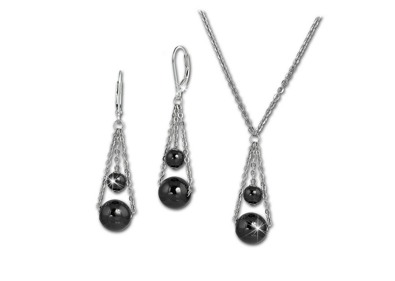 Amello Schmuckset Amello Edelstahlschmuckset Keramik Kugeln (Schmuckset, 2-tlg., Schmucksets), Damen Schmucksets, Edelstahl (Stainless Steel), Farbe: silberfarben, s von Amello