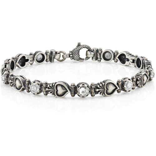 Amen Armband für Herren aus der Heiligen Herz-Kollektion. Armband aus 925er Silber und weißen Zirkonia mit brüniertem Finish. Maße: Länge 21,5 cm. Das Gewicht ist ca. Die Referenz ist BRTSCNB215 von Amen