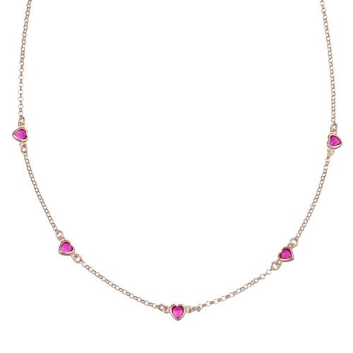 Amen Women's Necklace Hearts 925 Rose Silver with Rubies CLCUSERRZ. von Amen