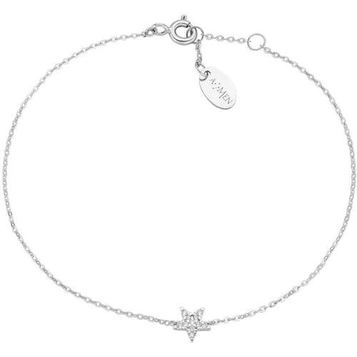 Amen Damen-Armband aus 9 Karat Gold und weißen Zirkonia in der Farbe Rhodium, Länge entspricht 16 + 1 + 1 cm. Die Referenz ist: BR2081 von Amen