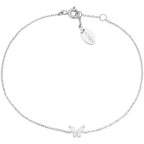 Amen Damen-Armband aus 9 Karat Gold und weißen Zirkonia in der Farbe Rhodium, Länge entspricht 16 + 1 + 1 cm. Die Referenz ist: BR2083 von Amen