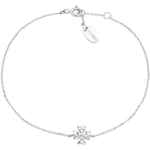 Amen Damen-Armband aus 9 Karat Gold und weißen Zirkonia in der Farbe Rhodium, Länge entspricht 16 + 1 + 1 cm. Die Referenz ist: BR2090 von Amen