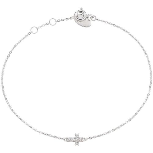 Amen Damen-Armband aus 9 Karat Gold und weißen Zirkonia in der Farbe Weiß, Länge entspricht 16 + 1 + 1 cm. Die Referenz ist: BR1800 von Amen
