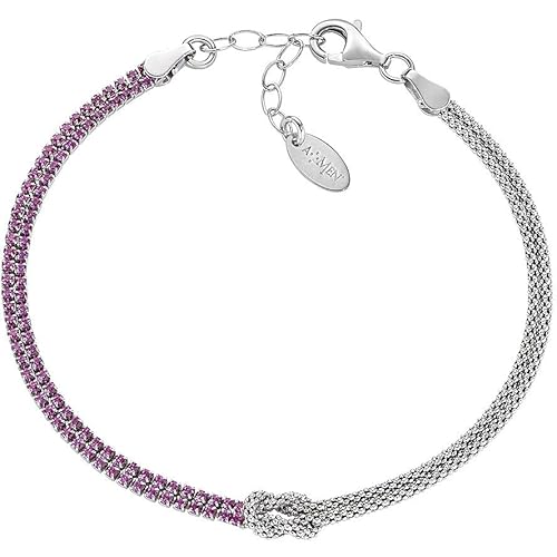 Amen Damen-Armband aus der Kollektion Liebesknoten. Schmuck aus 925er Silber in der Farbe Rhodium und roten Zirkonia. Länge: 16 + 3 cm. Die Referenz ist BRNOAMBRZ16 von Amen