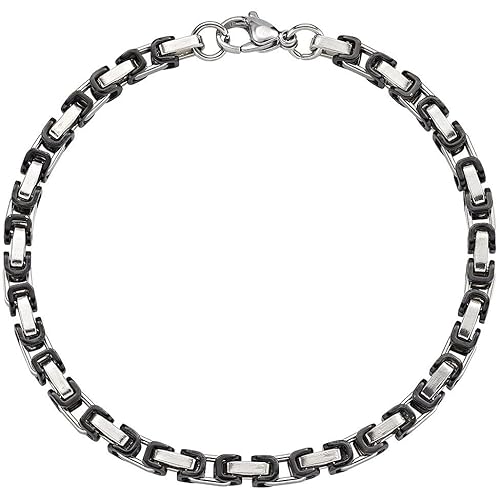 Amen Herren-Armband aus der Stahl-Kollektion. Schmuck aus satiniertem Stahl und schwarzer PVD. Länge: 19 + 3 cm. Die Referenz ist ACBR17229 von Amen