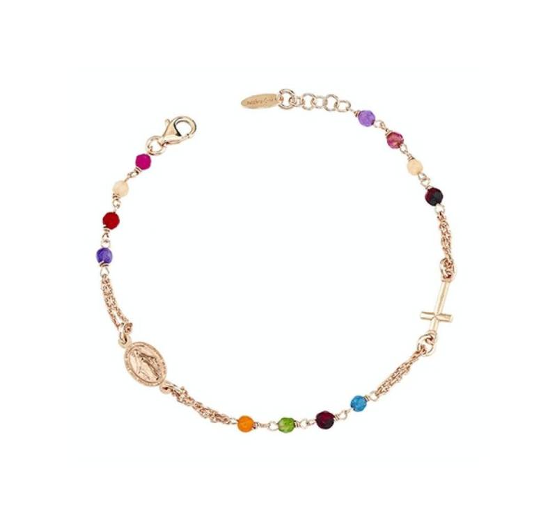 Amen Kette mit Einhänger Pink Gold Plated Silver Bracelet with Rosary BRORM3P Agates von Amen