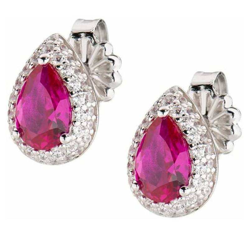 Amen Ohrring-Set Schöne Silberohrringe mit fuchsiafarbenen Zirkonen Diamanten EGOBRBZ von Amen