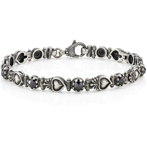 Amen Unisex-Armband Kollektion Heiliges Herz. Armband aus 925er Silber und schwarzen Zirkonia mit brüniertem Finish. Maße: Länge 19 cm. Das Gewicht beträgt ca. 18 cm. Die Referenz ist BRTSCNN19 von Amen