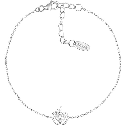 Armband aus 925er Silber, aus der Kollektion Valentine 2024, mit weißen Zirkonia, rhodiniert, Länge 16 + 3 cm, Durchmesser 8 mm, Sterling-Silber von Amen