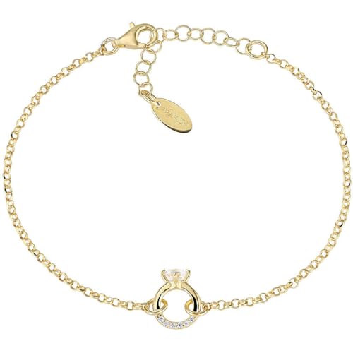 Armband aus 925er Silber, aus der Kollektion Valentine 2024, mit weißen Zirkonia Gold, Länge 16 + 3 cm, Durchmesser 1 cm, Sterling-Silber von Amen