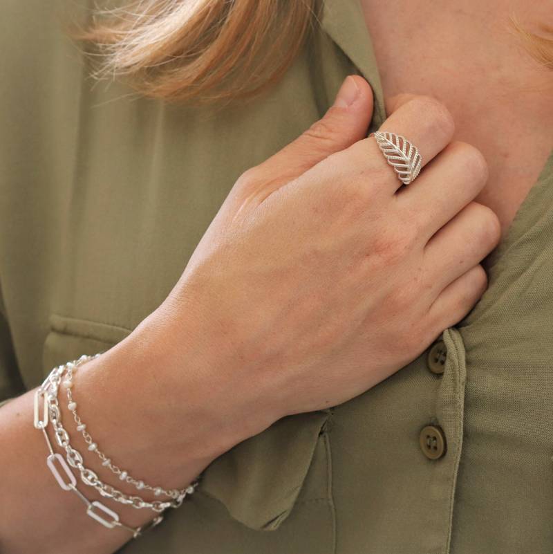 Sterling Silber Feder Ring Für Frauen, Moderne Breite Statement 925 Ring, Boho Große Trendige Ringe Geschenk Freundin von AmenBJewels