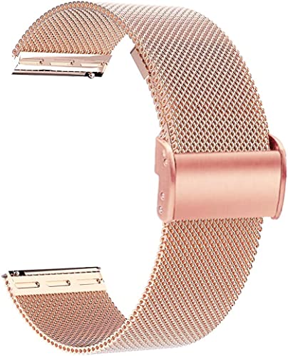 Uhrenarmband,Smartwatch Armband,16mm 18mm 20mm 22mm Ersatz Edelstahl Metallgitterarmband,Schnellverschluss Armband,Metallschraube,Passen Sie die Länge automatisch an,Herren Damen Smart Armband von Amening