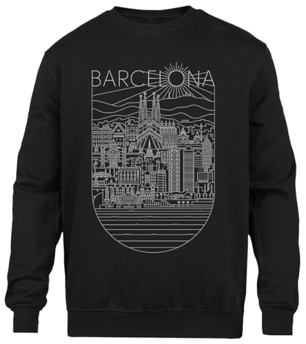 Ameretee Barcelona Schlichter Schwarzer Pullover Unisex Mit Rundhalsausschnitt von Ameretee