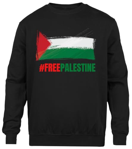 Ameretee Free Palestine Flag of Palestine Schlichter Schwarzer Pullover Unisex Mit Rundhalsausschnitt von Ameretee