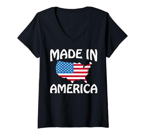 Damen 4. Juli Patriotischer USA Independence Day Made-in-America T-Shirt mit V-Ausschnitt Damen 4. Juli Patriotischer USA Independence Day Made-in-America T-Shirt mit V-Ausschnitt von America 4th of July Patriotic USA Independence SRT