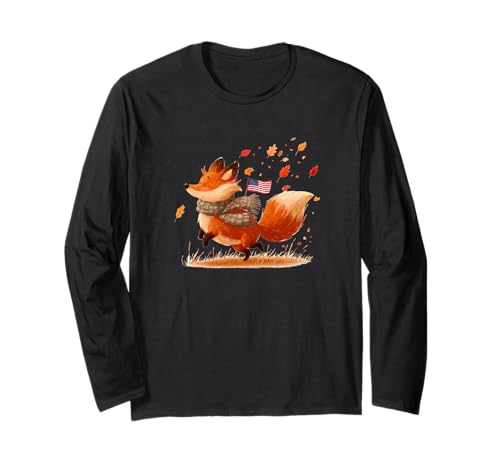 Nice Falling Leaver mit USA Fuchs Kostüm für Jungen und Mädchen Langarmshirt von America Fox Outfit