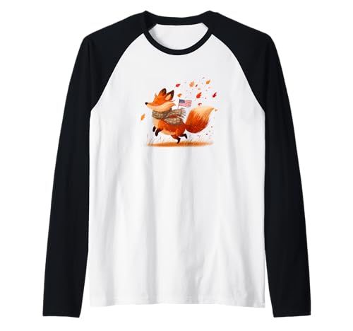 Nice Falling Leaver mit USA Fuchs Kostüm für Jungen und Mädchen Raglan von America Fox Outfit
