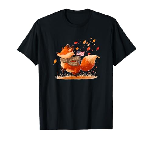 Nice Falling Leaver mit USA Fuchs Kostüm für Jungen und Mädchen T-Shirt von America Fox Outfit