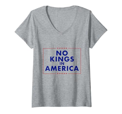 Damen Protestkundgebung „No Kings In America“ T-Shirt mit V-Ausschnitt Damen Protestkundgebung „No Kings In America“ T-Shirt mit V-Ausschnitt von America Protest Rally Vibes
