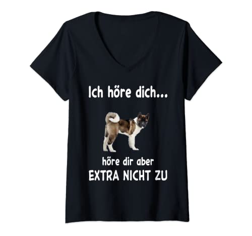Damen American Akita Hund - American Akita T-Shirt mit V-Ausschnitt von American Akita Hund - American Akita