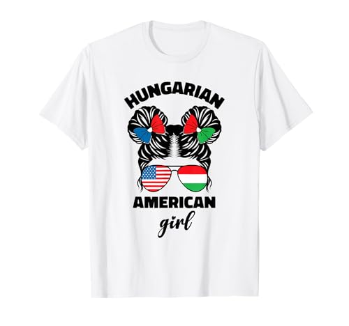Halbe ungarische und amerikanische Ungarn-Flagge Magyar Kids Girl T-Shirt von American And Hungarian Girl Kids Designs Co.