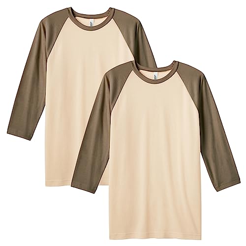 American Apparel Unisex CVC Raglan T-Shirt, Style G2003CVC, 2er-Pack, Heather Bone/Heather Army (2er-Pack), M von American Apparel