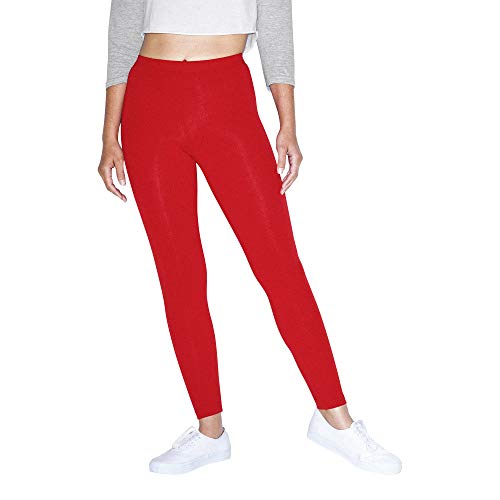 American Apparel Damen Cotton Spandex Jersey Leggings, rot, Klein von American Apparel