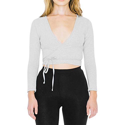 American Apparel Damen Cotton Spandex Julliard Long Sleeve Top Hemd, grau meliert, Klein von American Apparel