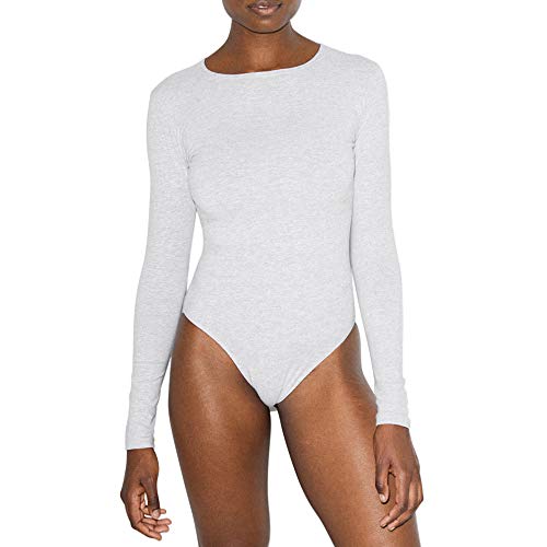 American Apparel Damen Cotton Spandex Long Sleeve Bodysuit Bodystocking, grau meliert, Medium von American Apparel