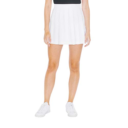 American Apparel Damen Gabardine Tennis Skirt Tennisrock, weiß, Groß von American Apparel