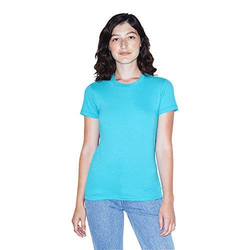 American Apparel Damen Kurzärmliges feinem Jersey T-Shirt, Aqua, Mittel von American Apparel