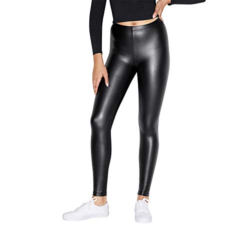 American Apparel Damen Metallic Leggings, Matte Black, Mittel von American Apparel