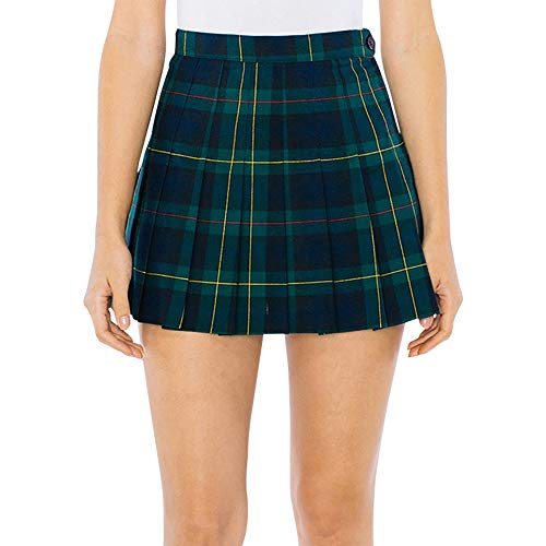 American Apparel Damen Tennisrock Tennis-Rock, Grünes Plaid, Klein von American Apparel