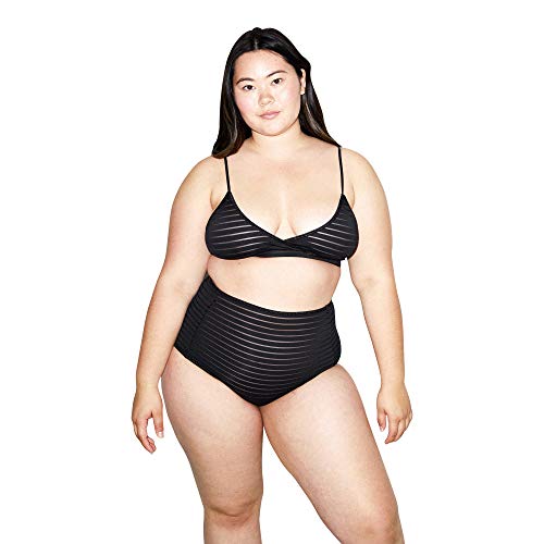 American Apparel Damen Shadow Stripe High Waist Brief Slip, schwarz, Medium von American Apparel