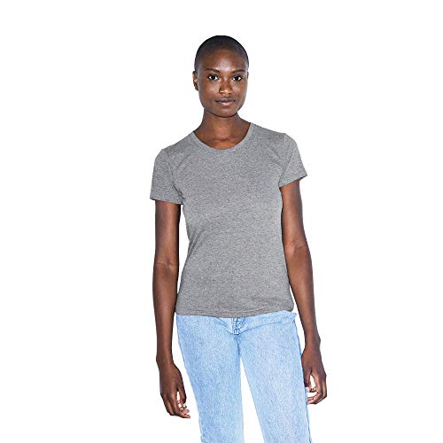 American Apparel Damen Tri-Blend Slim Fit Crewneck Short Sleeve Track T-Shirt, Grau-Athletic Grey, Klein von American Apparel