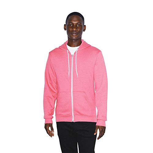 American Apparel Herren F497w, Fleece, langärmelig, mit Reißverschluss Kapuzenpullover, rosa-deep pink, X-Large von American Apparel