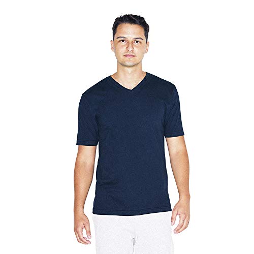 American Apparel Herren Fine Jersey Classic Short Sleeve V-Neck T-Shirt, Navy, Groß von American Apparel