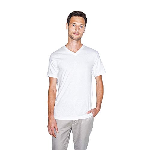 American Apparel Herren Fine Jersey Classic Short Sleeve V-Neck T-Shirt, Weiß, Mittel von American Apparel