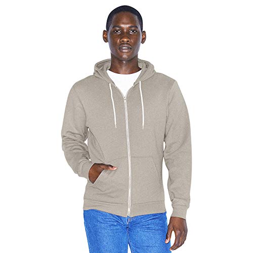 American Apparel Herren Langärmeliger Flex-Fleece mit Reißverschluss Kapuzenpullover, Zinnfarben, Small von American Apparel