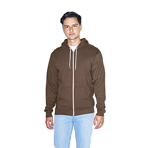 American Apparel Herren Langärmeliger Flex-Fleece mit Reißverschluss Kapuzenpullover, braun, X-Large von American Apparel