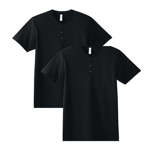 American Apparel Uni CVC Henley T-Shirt, Style G2004cvc, 2-Pack Casual (2er Pack), Schwarz (2er-Pack), L von American Apparel