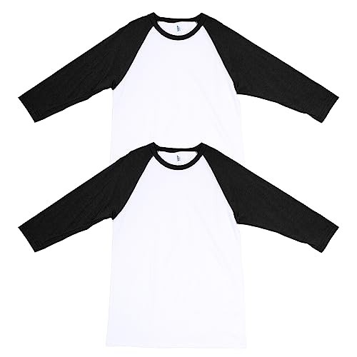 American Apparel Unisex CVC Raglan T-Shirt, Stil G2003CVC, 2er-Pack, Weiß/Schwarz (2er-Pack), L von American Apparel